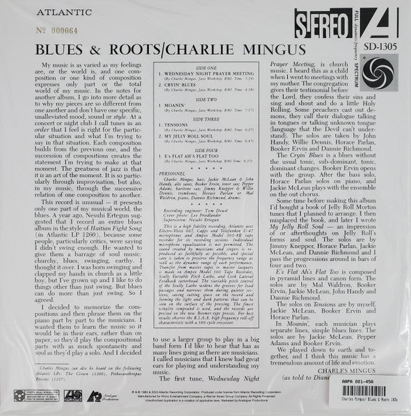 Charlie Mingus* : Blues & Roots (2x12", Album, Ltd, Num, RE, RM, QRP)