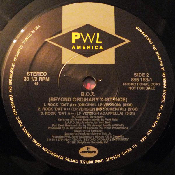 B.O.X. : Rock 'Dat A** (12", Single, Promo, 49)