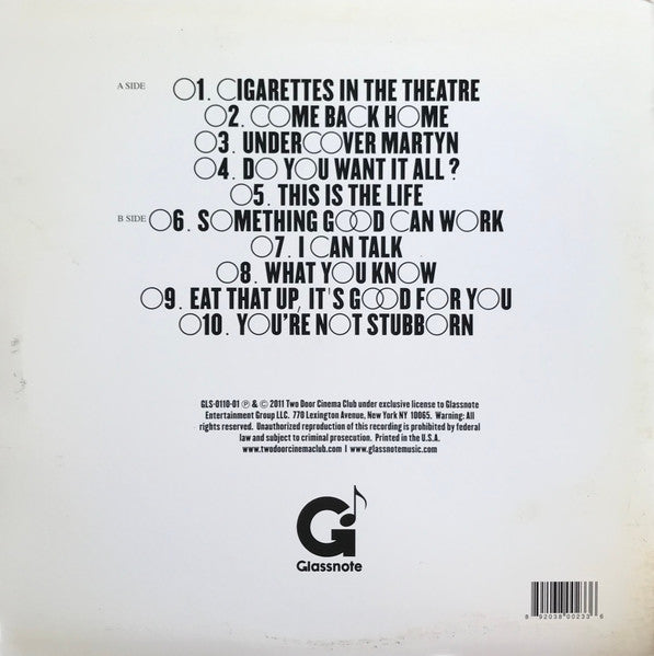 Two Door Cinema Club : Tourist History (LP, Album, Whi)