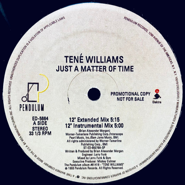 Tené Williams : Just A Matter Of Time (12", Single, Promo, RE)