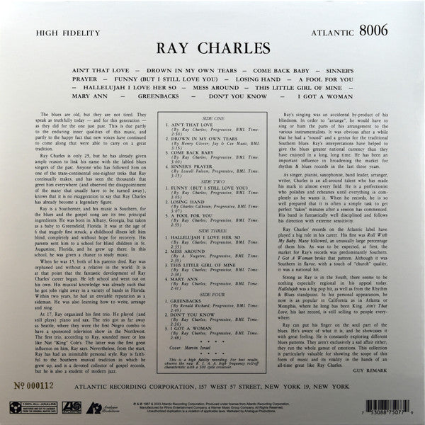 Ray Charles : Ray Charles (2x12", Comp, Mono, Ltd, Num, RE, Gat)