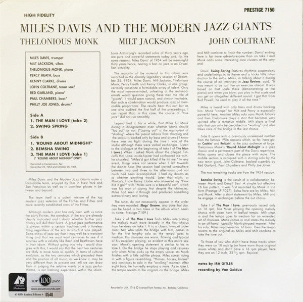 Miles Davis : Miles Davis And The Modern Jazz Giants (2x12", Comp, Mono, Ltd, Num, RE, RM)