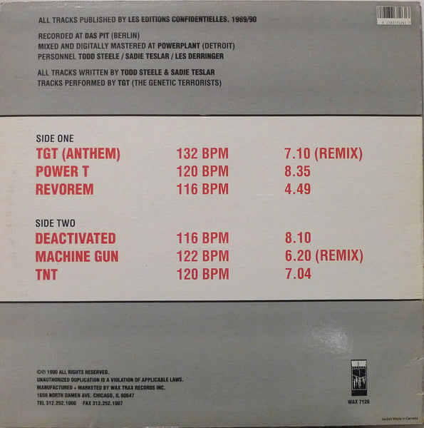 TGT (The Genetic Terrorists) : White Stains (LP, Album)