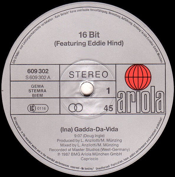 16 Bit Featuring Eddie Hind* : (Ina) Gadda-Da-Vida (12", Maxi)