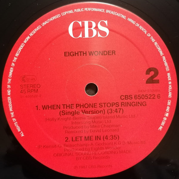 Eighth Wonder : When The Phone Stops Ringing (12", Maxi)