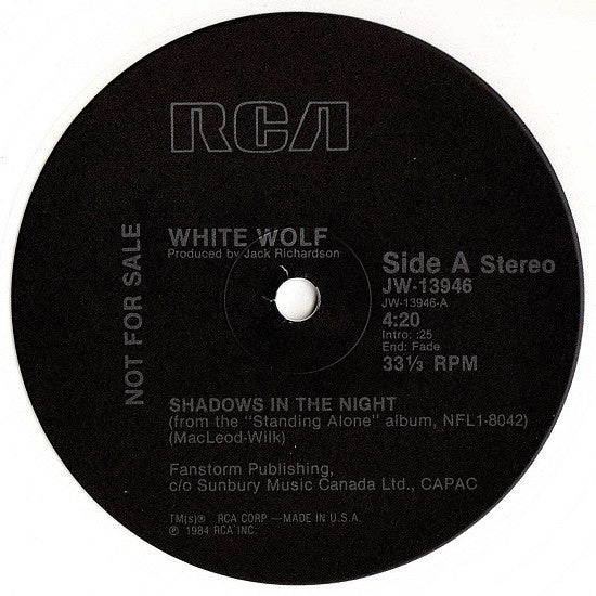 White Wolf (2) : Shadows In The Night (12", Promo, Whi)