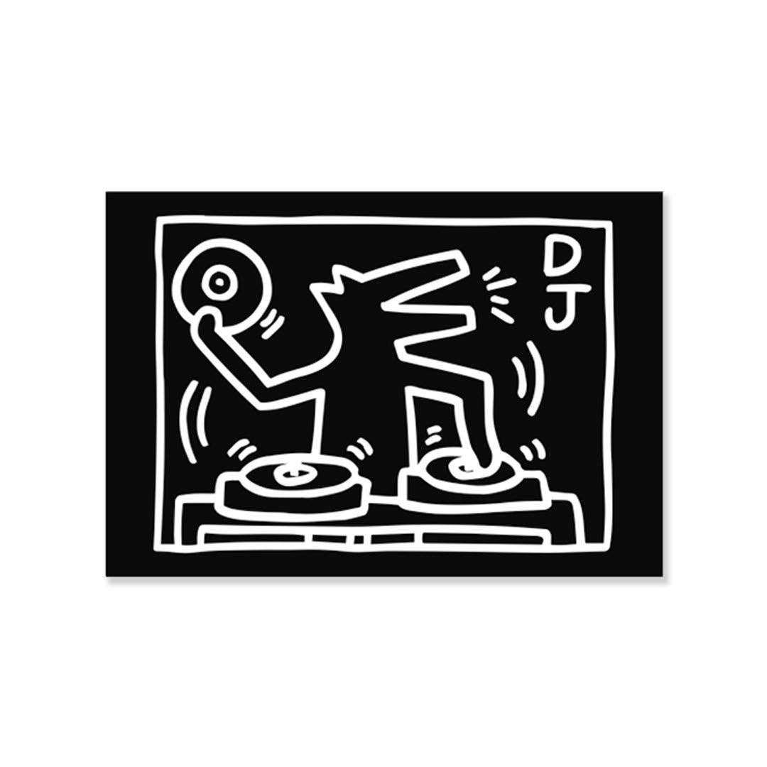 Black / White DJ Dog Magnet Rectangle