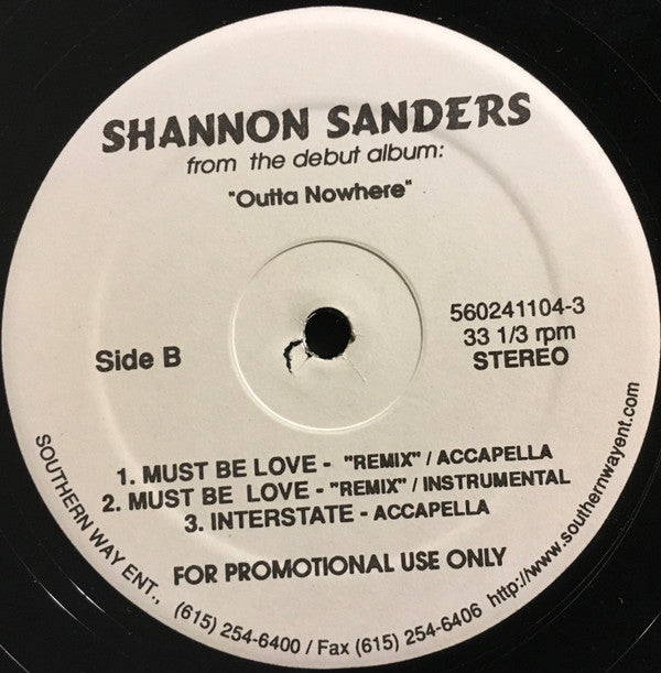 Shannon Sanders : Must Be Love (12", Single, Promo)