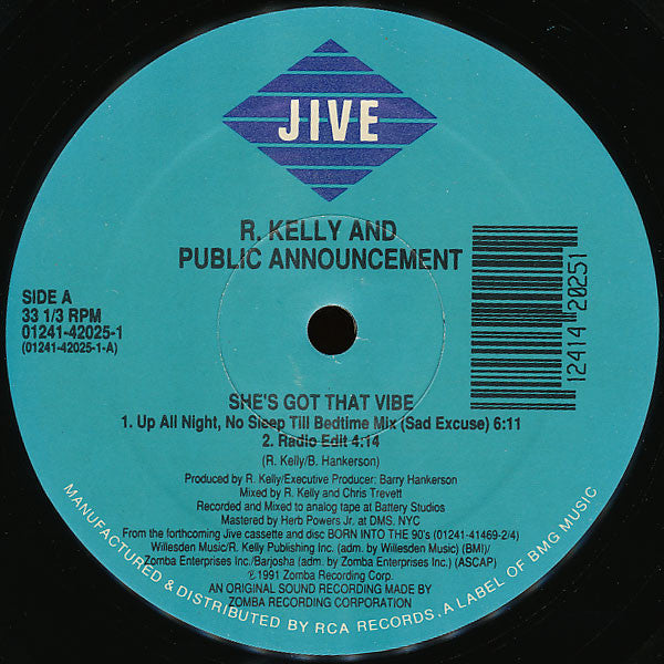 R. Kelly & Public Announcement : She's Got That Vibe (12", P/Mixed)