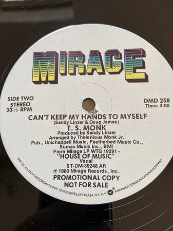 T.S. Monk : Candidate For Love / Can't Keep My Hands To Myself (12", Promo, All)