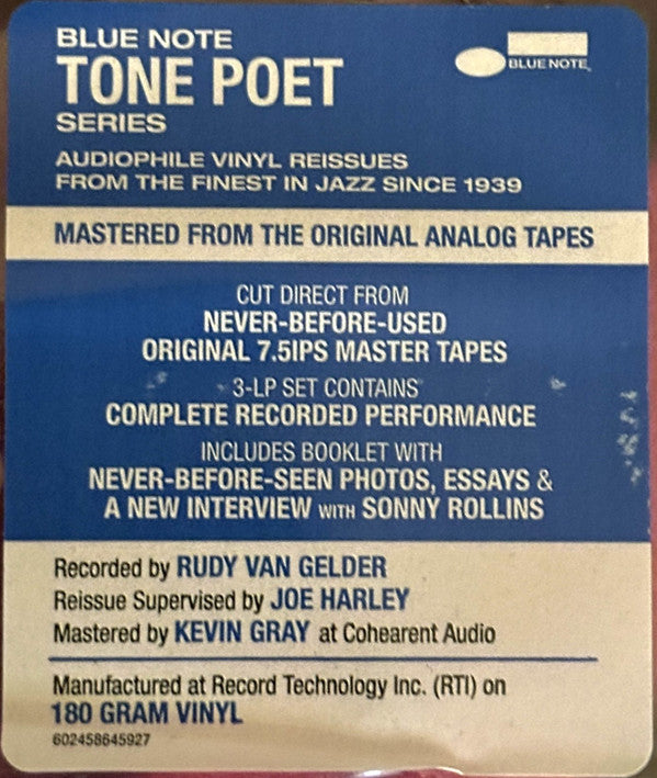 Sonny Rollins : A Night At The Village Vanguard: The Complete Masters (3xLP, Comp, Mono, RE, 180)