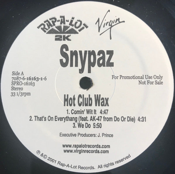 Snypaz : Hot Club Wax (12", Promo)