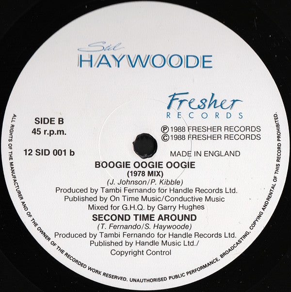 Sid Haywoode* : Boogie Oogie Oogie (12", Single)