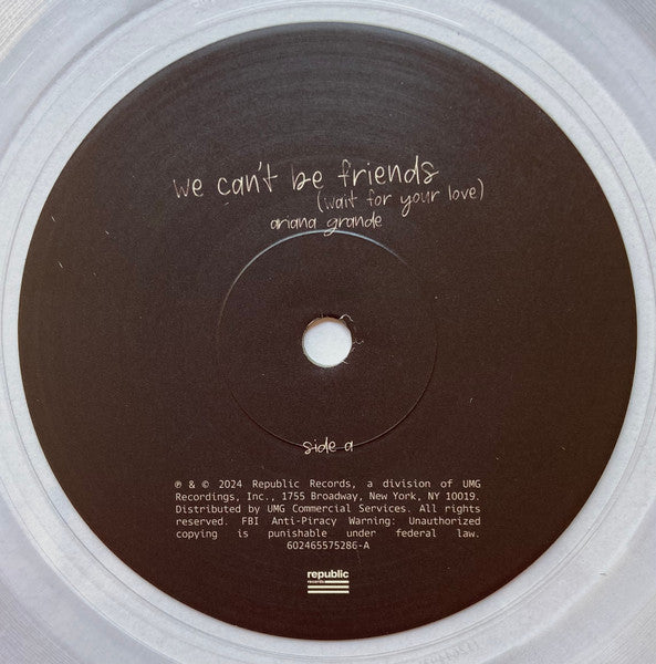 Ariana Grande : We Can't Be Friends (Wait For Your Love) (7", Single, Ltd, Cle)