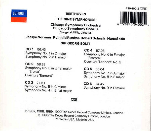 Beethoven* - Chicago Symphony Orchestra, Sir Georg Solti* : The Nine Symphonies (6xCD, Comp)