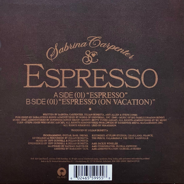 Sabrina Carpenter : Espresso (7", Single, Bro)
