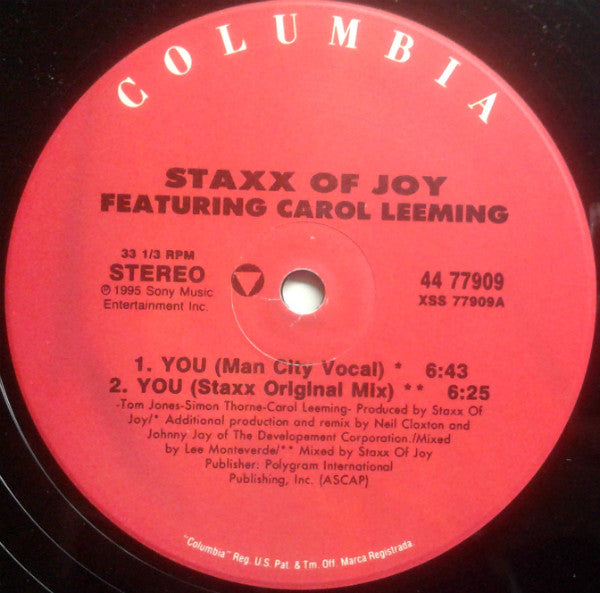 Staxx Of Joy* Featuring Carol Leeming : You (12")