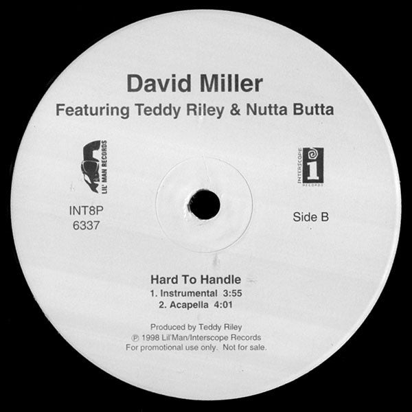David Miller Featuring Teddy Riley & Nutta Butta : Hard To Handle (12", Promo)