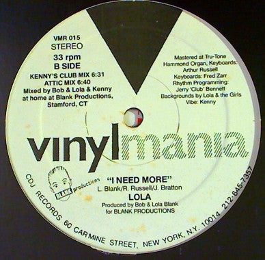 Lola : I Need More (12", Promo)