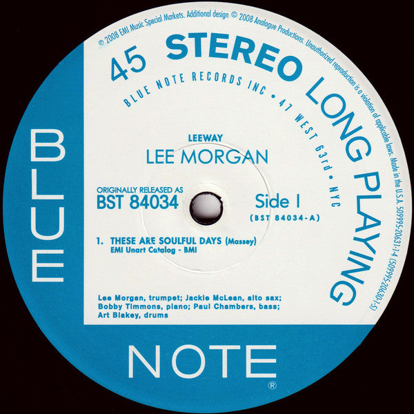 Lee Morgan : Leeway (2x12", Album, Ltd, Num, RE, RM, 180)