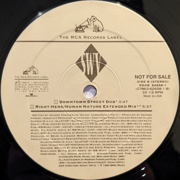 SWV : Downtown / Right Here (Human Nature) (12", Single, Promo)