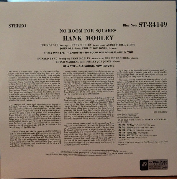 Hank Mobley : No Room For Squares (2x12", Album, Ltd, RE, RM, 180)