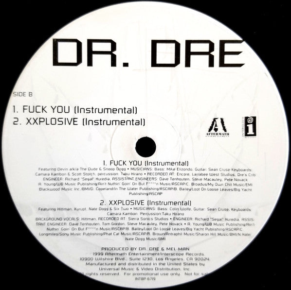 Dr. Dre : Fuck You / Xxplosive (12", Promo)
