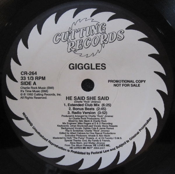 Giggles : He Said She Said (12", Promo)