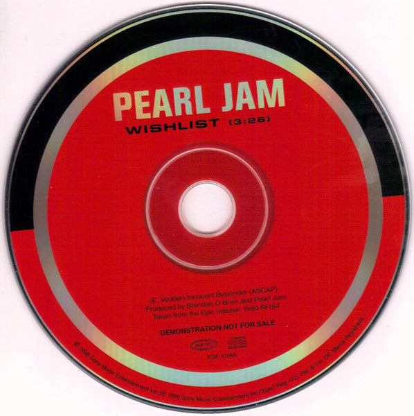 Pearl Jam : Wishlist (CD, Single, Promo, Dig)