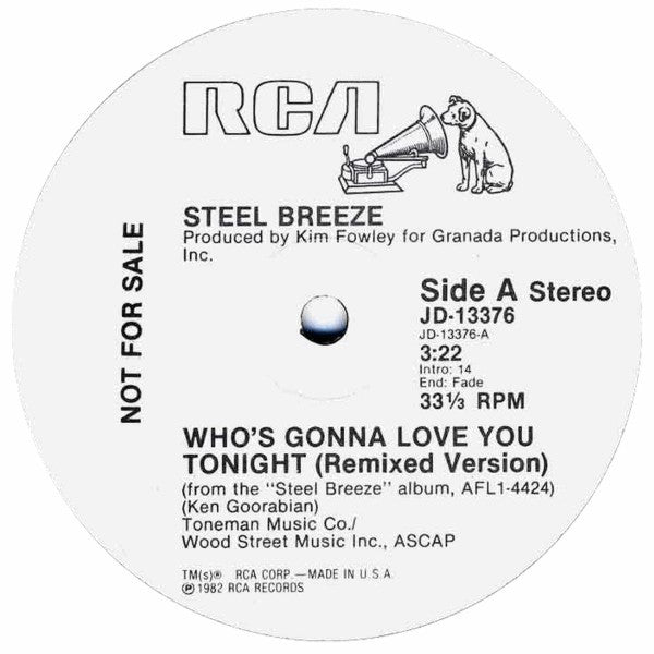 Steel Breeze : Who's Gonna Love You Tonight (12", S/Sided, Single, Promo)
