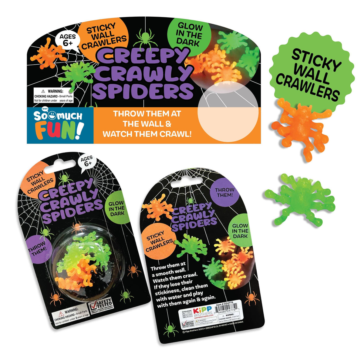 Glow In The Dark Sticky Spiders
