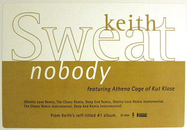 Keith Sweat featuring Athena Cage : Nobody (Remixes) (12", Promo)