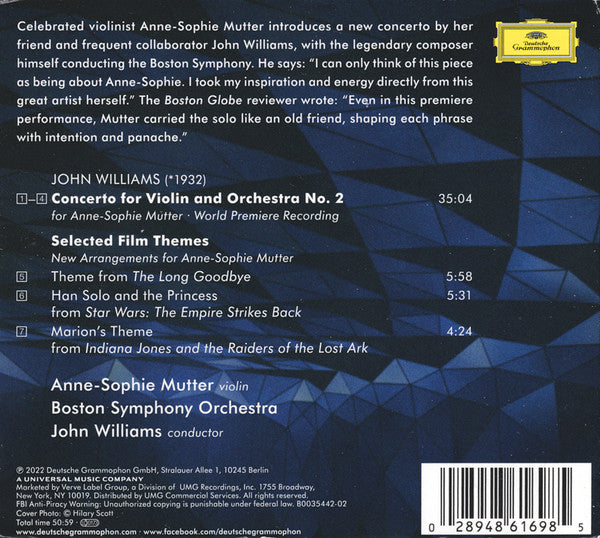 John Williams (4), Anne-Sophie Mutter, Boston Symphony Orchestra : Violin Concerto No. 2 & Selected Film Themes (CD, Album, Dig)
