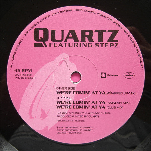 Quartz (2) Featuring Stepz : We're Coming At Ya (12", Single)