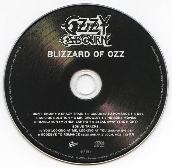 Ozzy Osbourne : Blizzard Of Ozz (CD, Album, RE, RM)