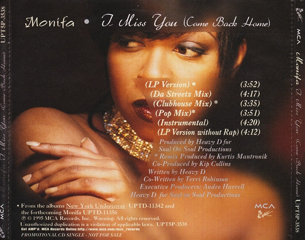 Monifah : I Miss You (Come Back Home) (CD, Single, Promo)