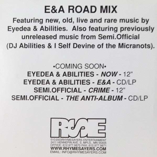Eyedea & Abilities : E&A Road Mix (CD, Mixed)