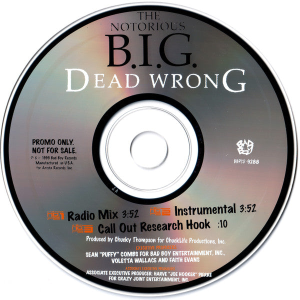 The Notorious B.I.G.* : Dead Wrong (CD, Single, Promo)