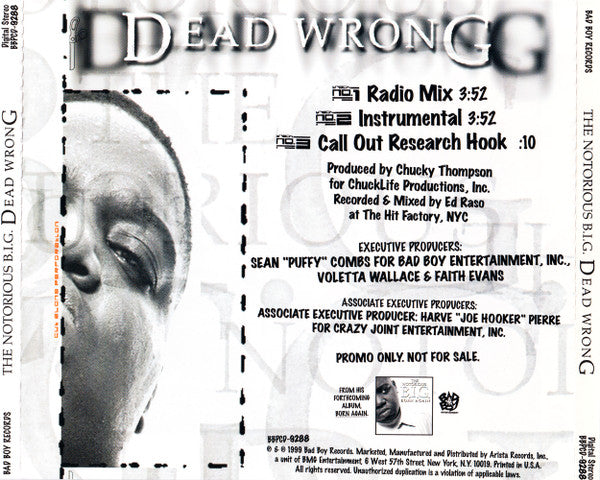 The Notorious B.I.G.* : Dead Wrong (CD, Single, Promo)