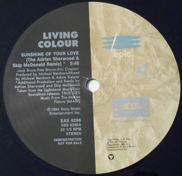 Living Colour : Sunshine Of Your Love (12", Promo)