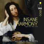 the album cover for Musica Alta Ripa - Insane Harmony - Works By Purcell Lawes Tomkins