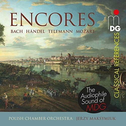 the album cover for Maksymiuk / Polish Chamber Orchestra - Encores By Mozart Handel Telemann, J.s. And Bach