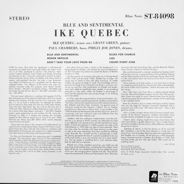 Ike Quebec : Blue & Sentimental (2x12", Album, Ltd, Num, RE, RM, 180)