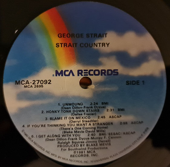 George Strait : Strait Country (LP, Album, RE, Glo)