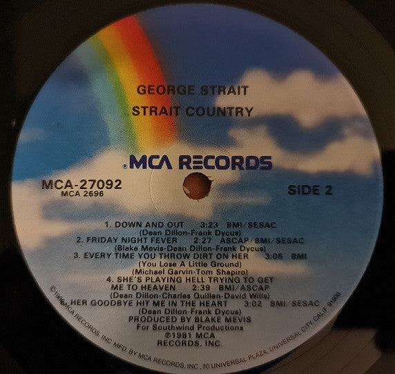 George Strait : Strait Country (LP, Album, RE, Glo)