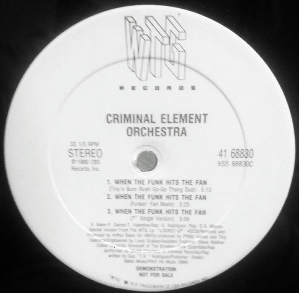 Criminal Element Orchestra : When The Funk Hits The Fan (12", Promo)