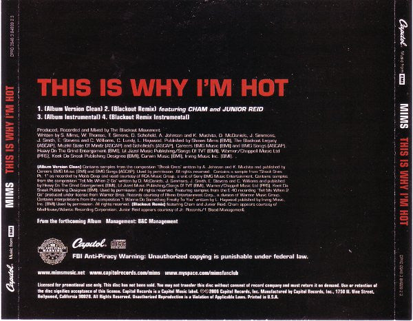 Mims : This Is Why I'm Hot (CD, Single, Promo)