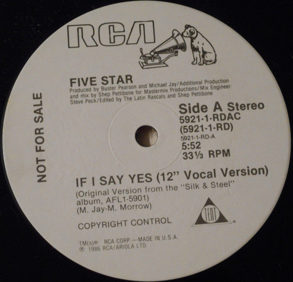 Five Star : If I Say Yes (12", Promo)