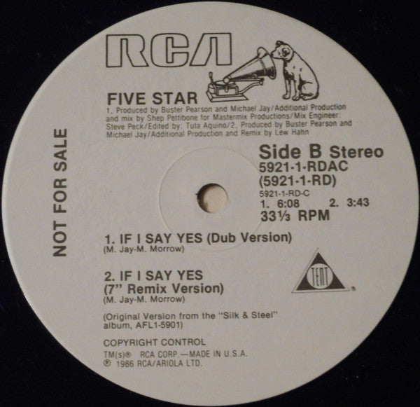 Five Star : If I Say Yes (12", Promo)
