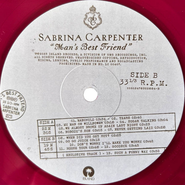 Sabrina Carpenter : Man's Best Friend (LP, Album, Tra)
